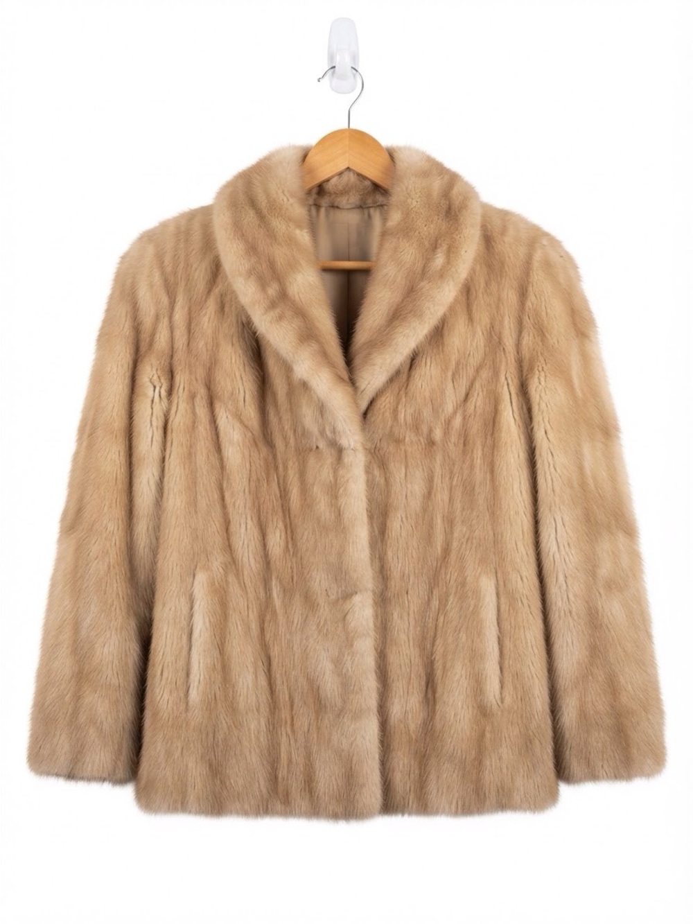 Vintage 1950s Pastel Beige Mink Fur Coat Swing Jacket Mid Century Luxury